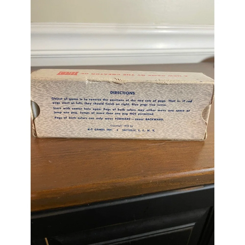 Vintage 1954 Teez Peg Puzzle Game K-T Games Inc Hi-Q Creator Sayville NY Boxed